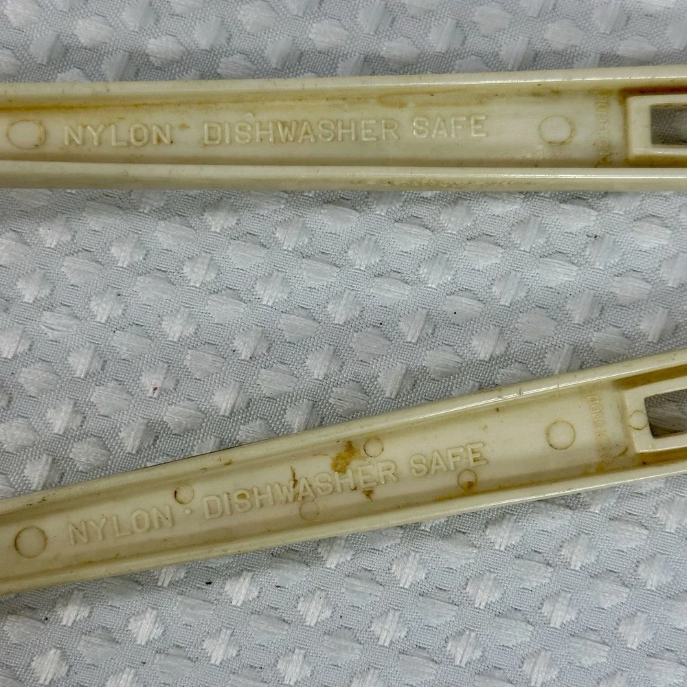 Vintage EKCO Nylon Ladle & Slotted Spoon Set Lemon Floral Handle 1970s Kitchen‎